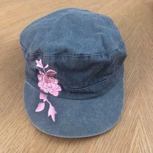 Pink Flower Jeans Cap